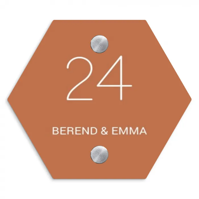 Terracotta - Klassiek Naambord Hexagon klein -3d