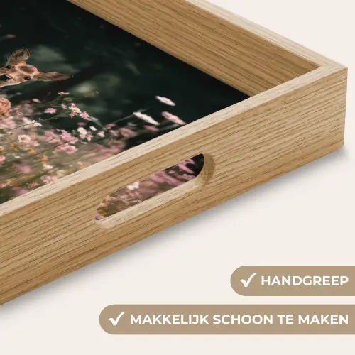 Hert - Wilde bloemen - Bos Dienblad Rechthoek middel -USP_HandgreepNL
