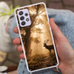 Hert - Bos - Mistig - Natuur - Goud Hoesje Samsung Galaxy A52 5G met koord klein -sfeer3