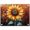 Zonnebloem op Bakstenen Muur tuinposter los doek klein -3d