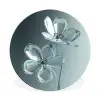 Kristal - Bloemen - Grijs Wandcirkel aluminium klein -3d