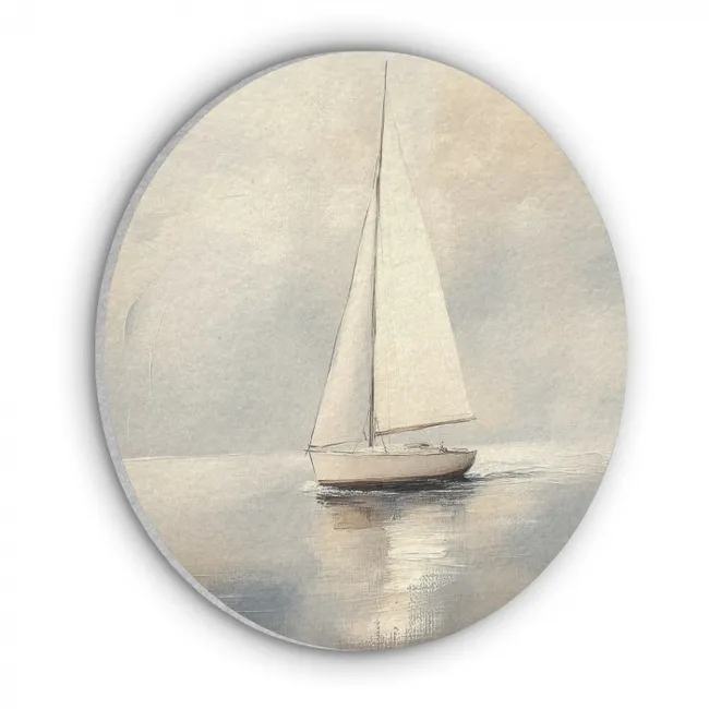 Akoestisch schilderij rond  - Zeilschip - Zee - Bewolkt