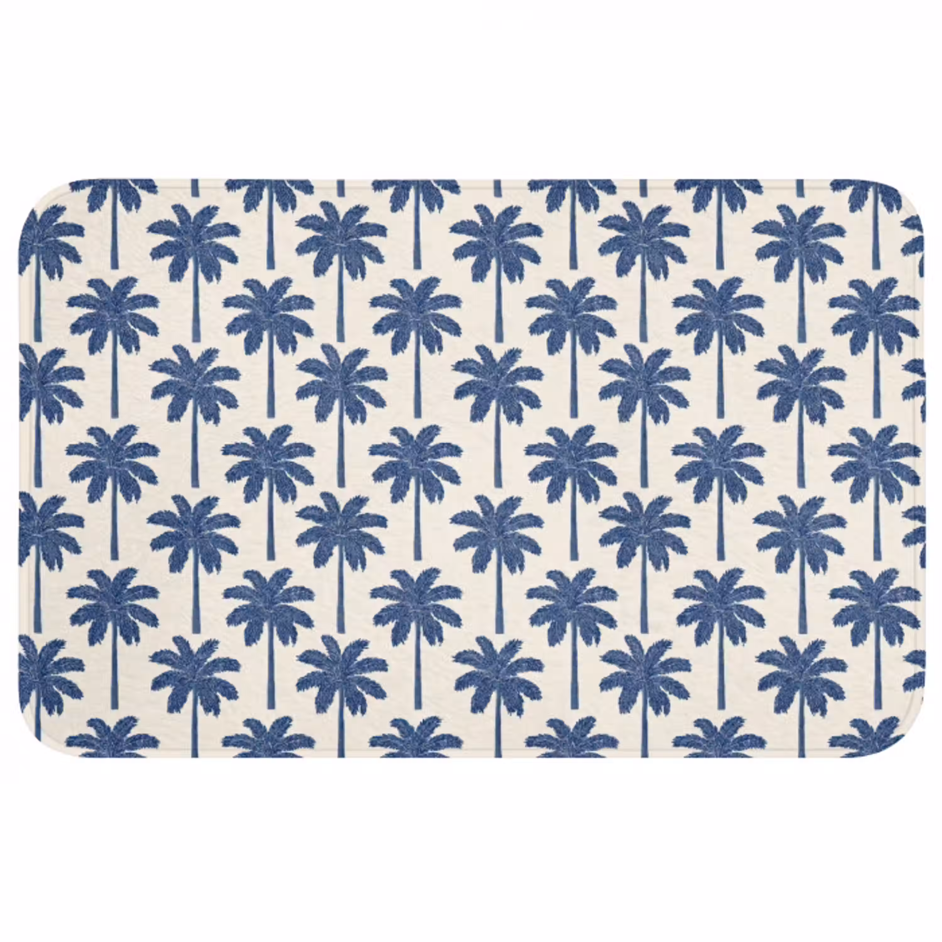 Symmetrisch - Palm - Blauw Badmat middel 997 -3d