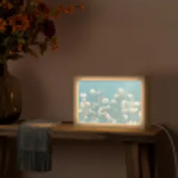 Stengels - Bloemen - Lucht - Wit Light Box met kabel (Tafellamp) klein -sfeer4