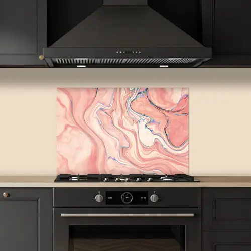 Marmer - Pastel - Roze - Blauw - Marmerlook - Abstract keuken achterwand spatscherm klein -sfeer1