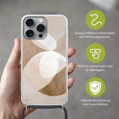 Ovale vormen - Transparant - Zachte overgang Hoesje iPhone 16 Pro Max met koord klein -sfeer2_NL