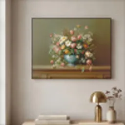 Vaas - Pastel - Kleuren - Bloemen Textielframe zwart klein -sfeer2