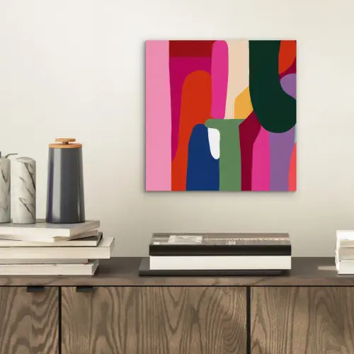 Kleurvakken - Recht - Rond - Abstract aluminium wit klein -sfeer1