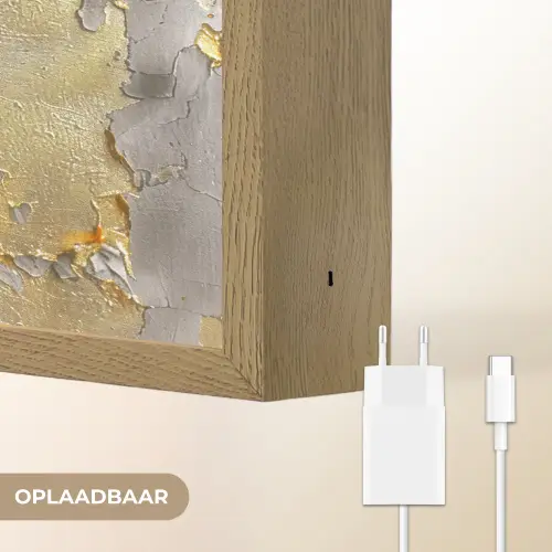 Vrouw - Kunst - Goud - Zwart Light Box met batterij (Wandlamp) middel -USP_websiteoplaadbaarNL