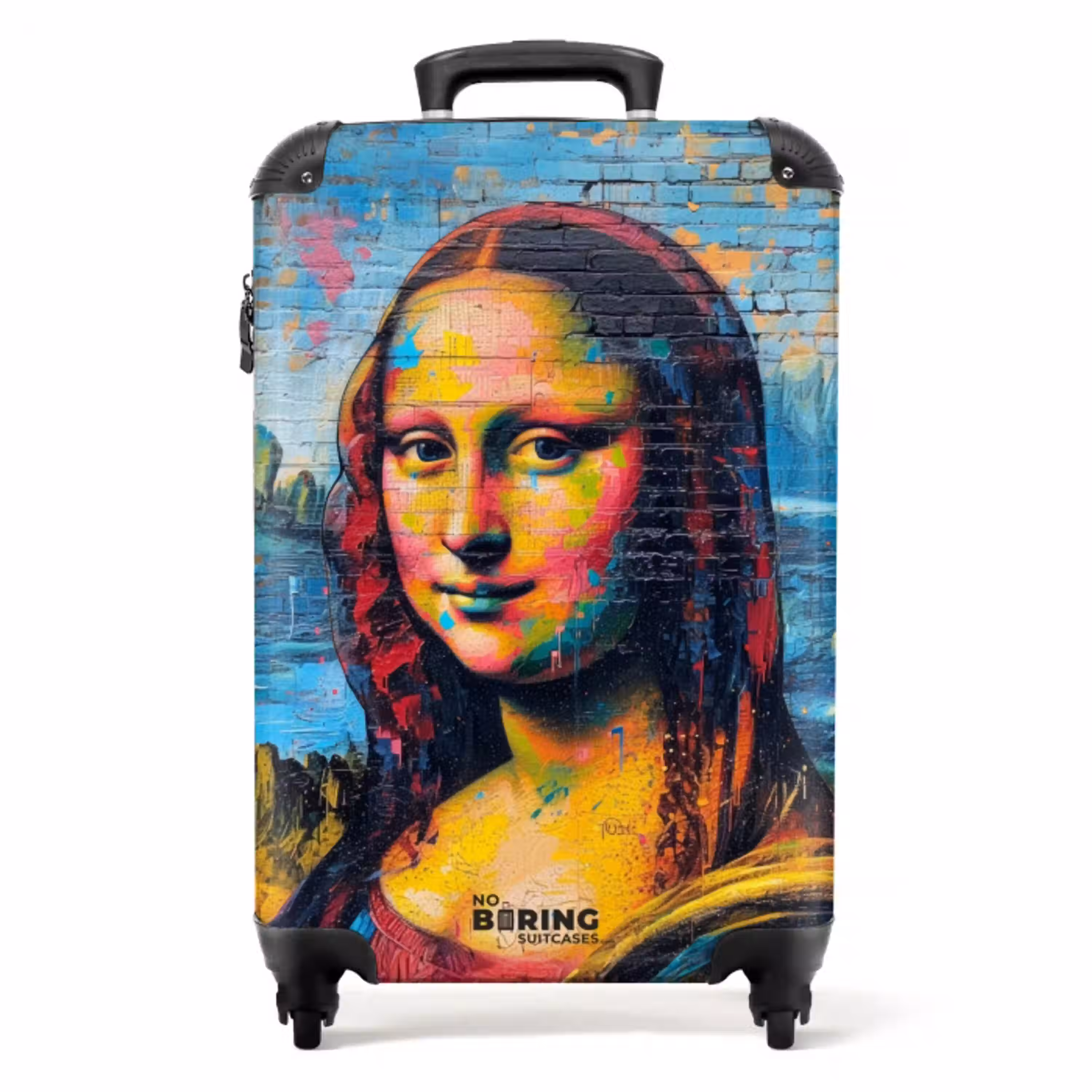 Kleurrijke Mona Lisa in graffiti stijl NBS - Handbagage koffer - Unisex middel -productfoto_recht