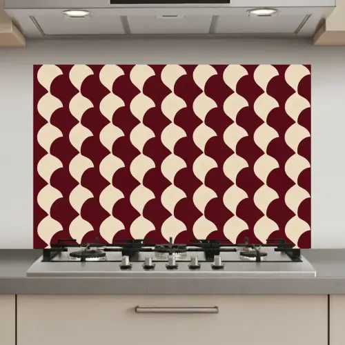 Rood - Tegelpatroon - Crème keuken achterwand spatscherm klein 900 -3d_website