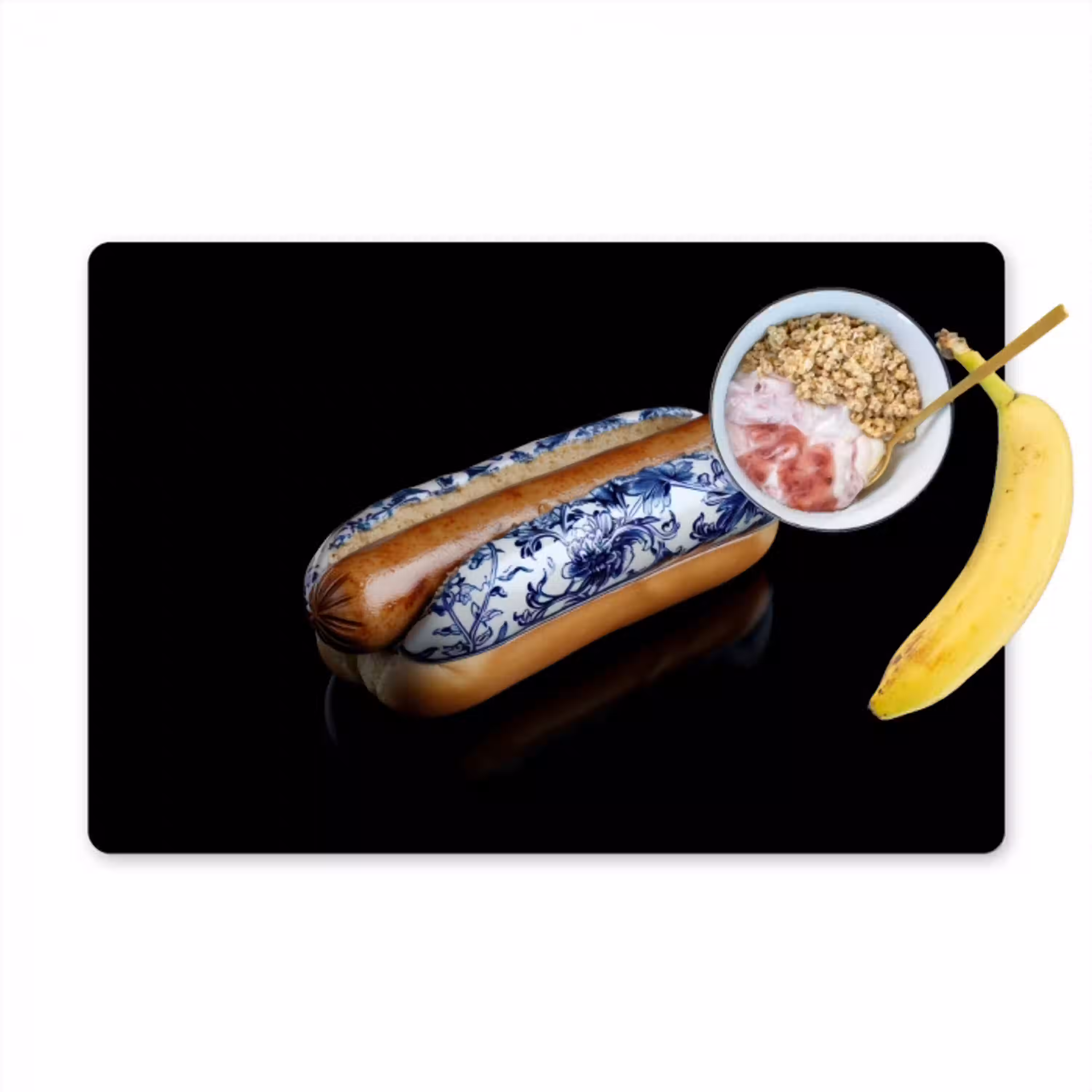 Hotdog - Porselein - Delfts blauw - Eten Placemat vinyl groot -zzzproduct_Kitchenyeah-website