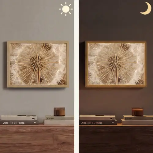 Paardenbloem - Bloemen - Natuur - Bruin Light Box met batterij (Wandlamp) middel -sfeer3