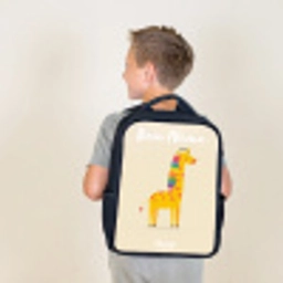 Giraffe - Dier - Kleurrijk Rugzak - Zwart middel -sfeer2