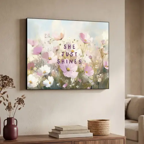 Quote - Bloemen - Schilderachtig Textielframe zwart klein -sfeer3