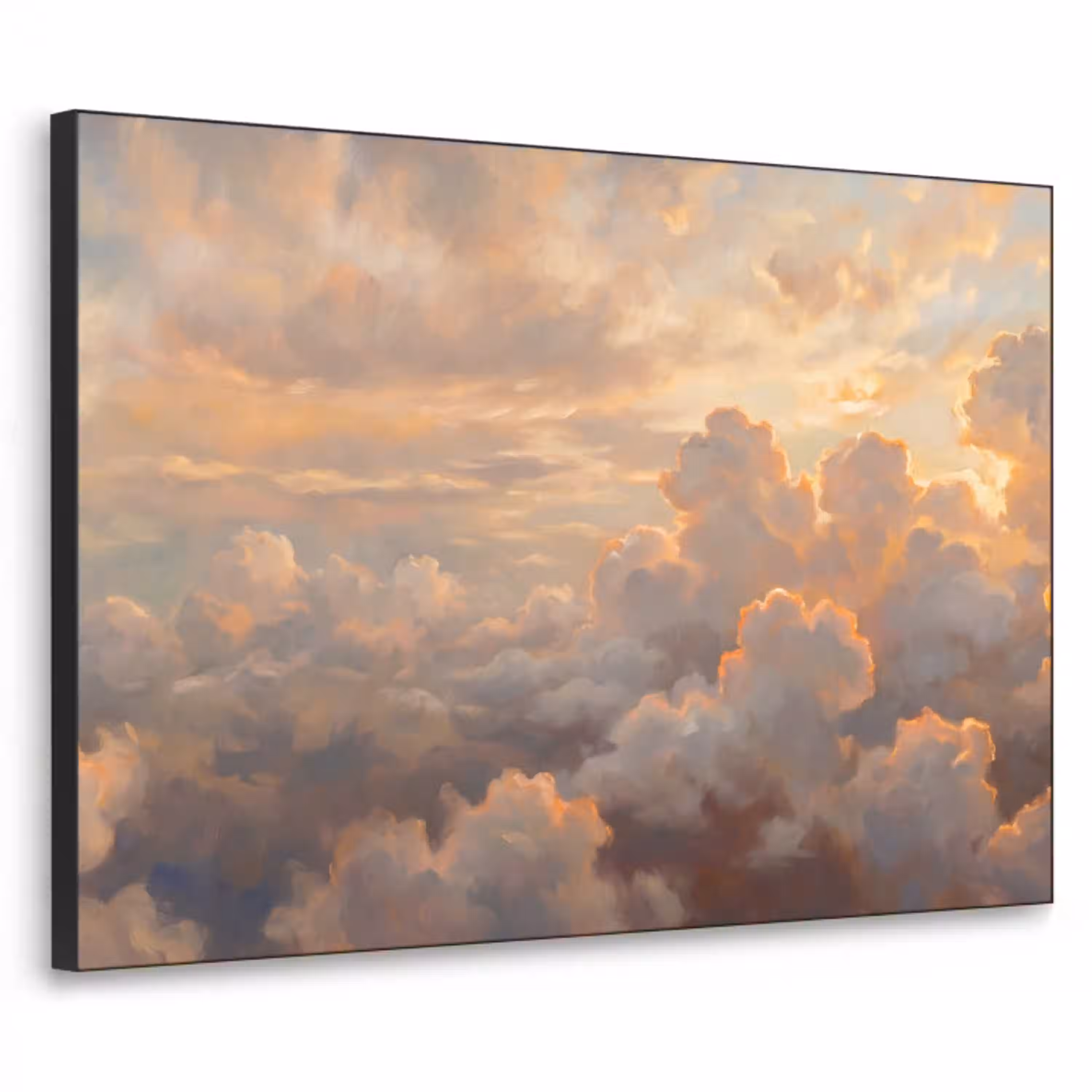 Wolken - Zonsondergang - Natuur - Abstract - Goud Textielframe zwart klein -3d