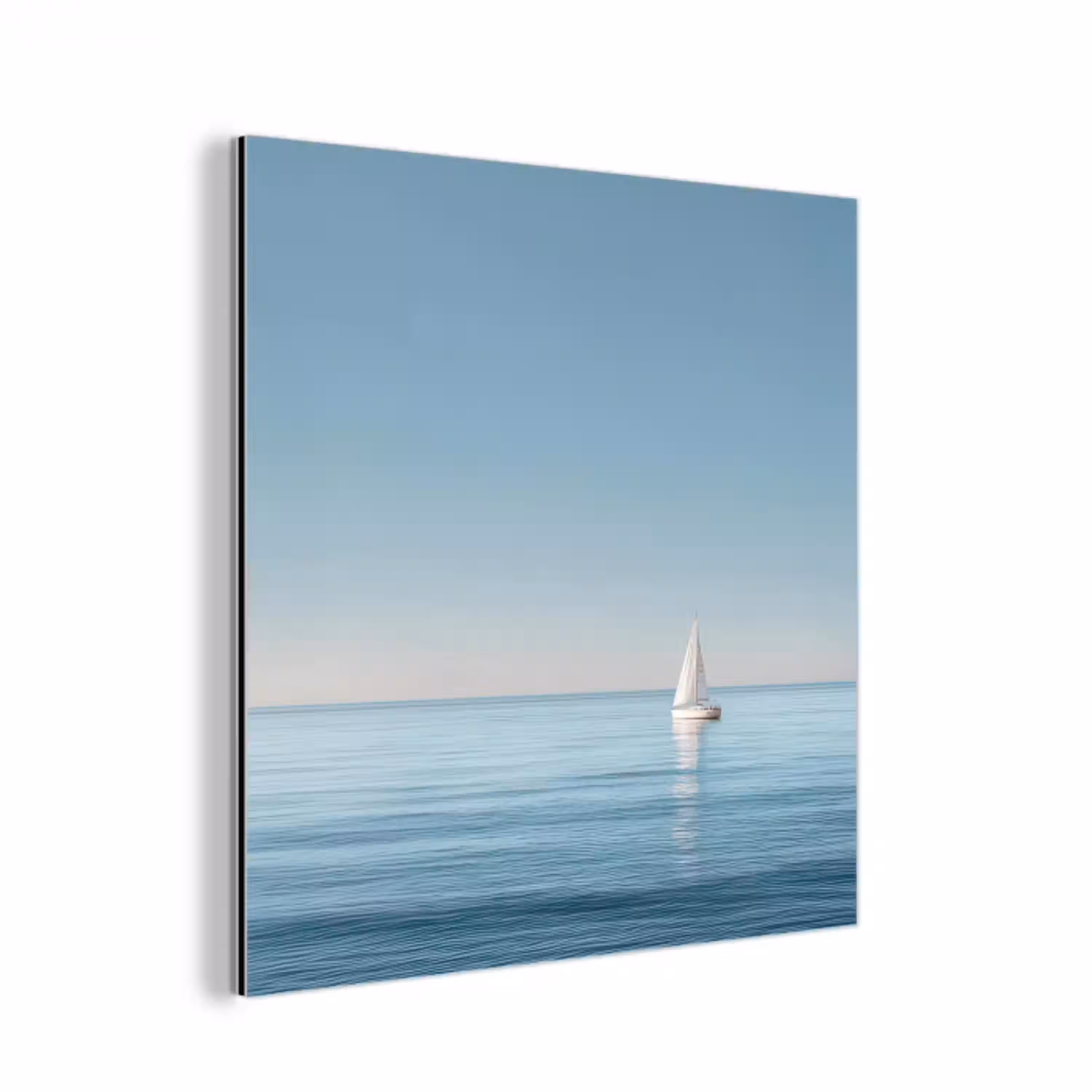 Zeilbootje - Kalme zee - Helderblauwe hemel aluminium wit klein -3d