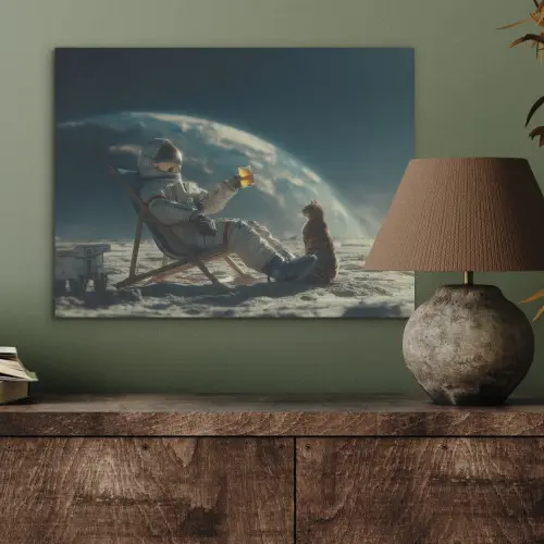 Astronaut - Kat - Glas - Stoel PET vilt klein -sfeer2