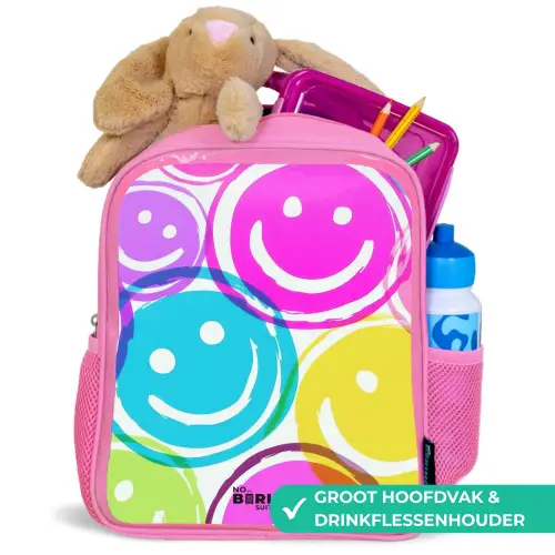 Kleurrijke glimlachexplosie Kinderrugzak - Roze middel -inhoud_NL
