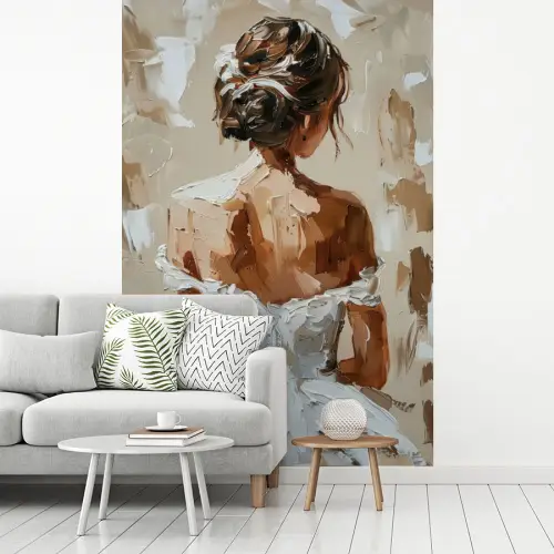 Vrouw - Verf - Abstract - Beige - Modern fotobehang vinyl groot -woonkamer