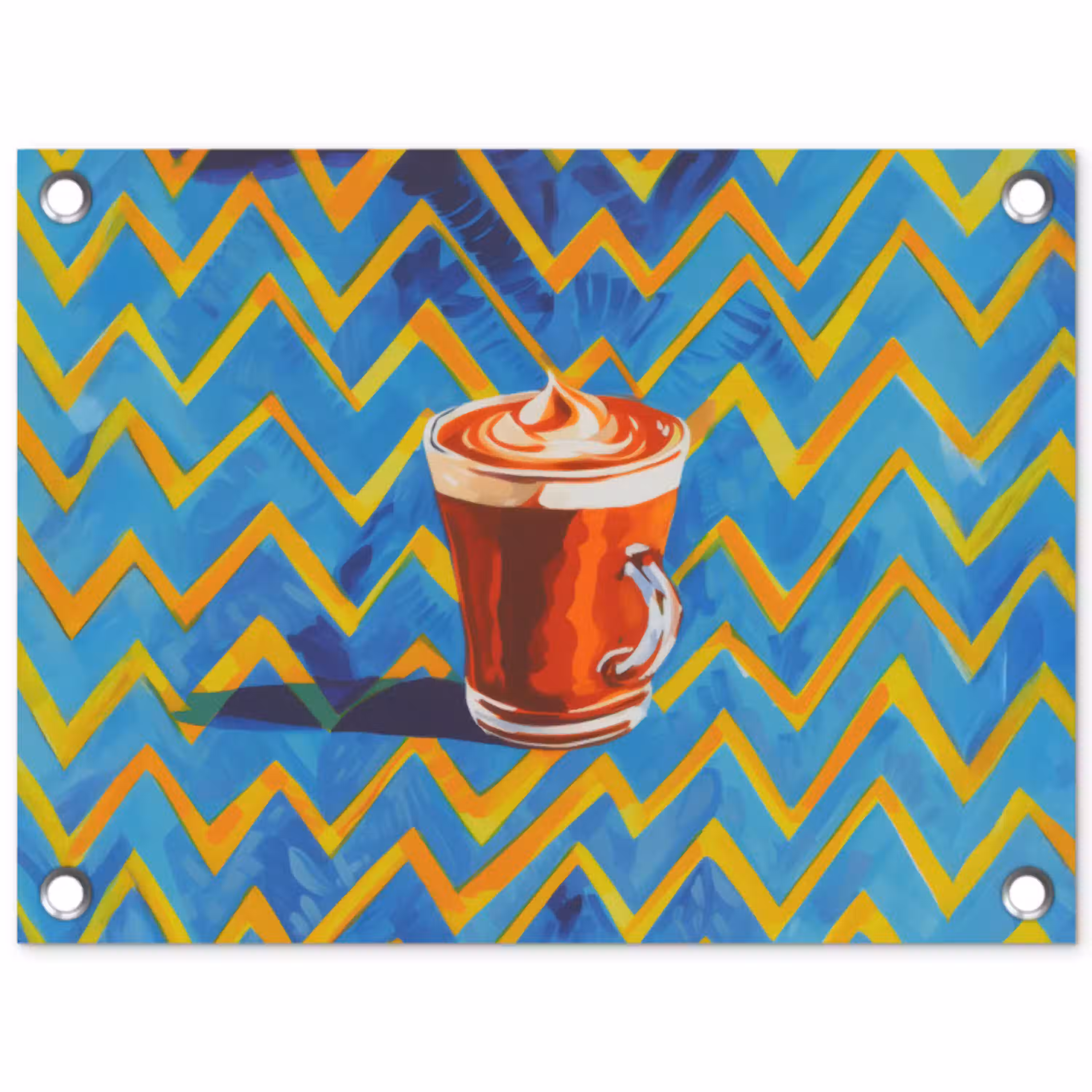 Mok - Koffie - Zigzag - Slagroom tuinposter los doek klein -3d