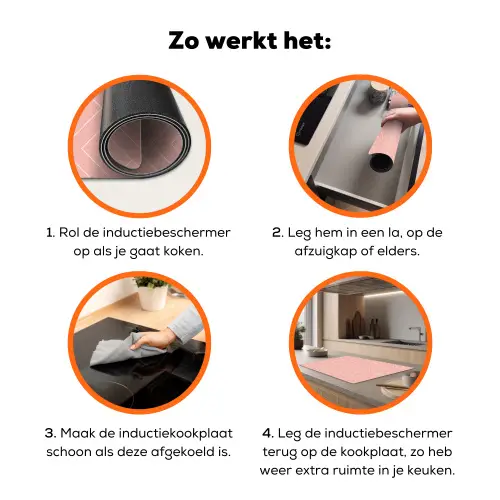 Zalmroze - Strepen - Patroon Inductie beschermer vinyl 3mm klein 276 -zzzzzzz-td-werking
