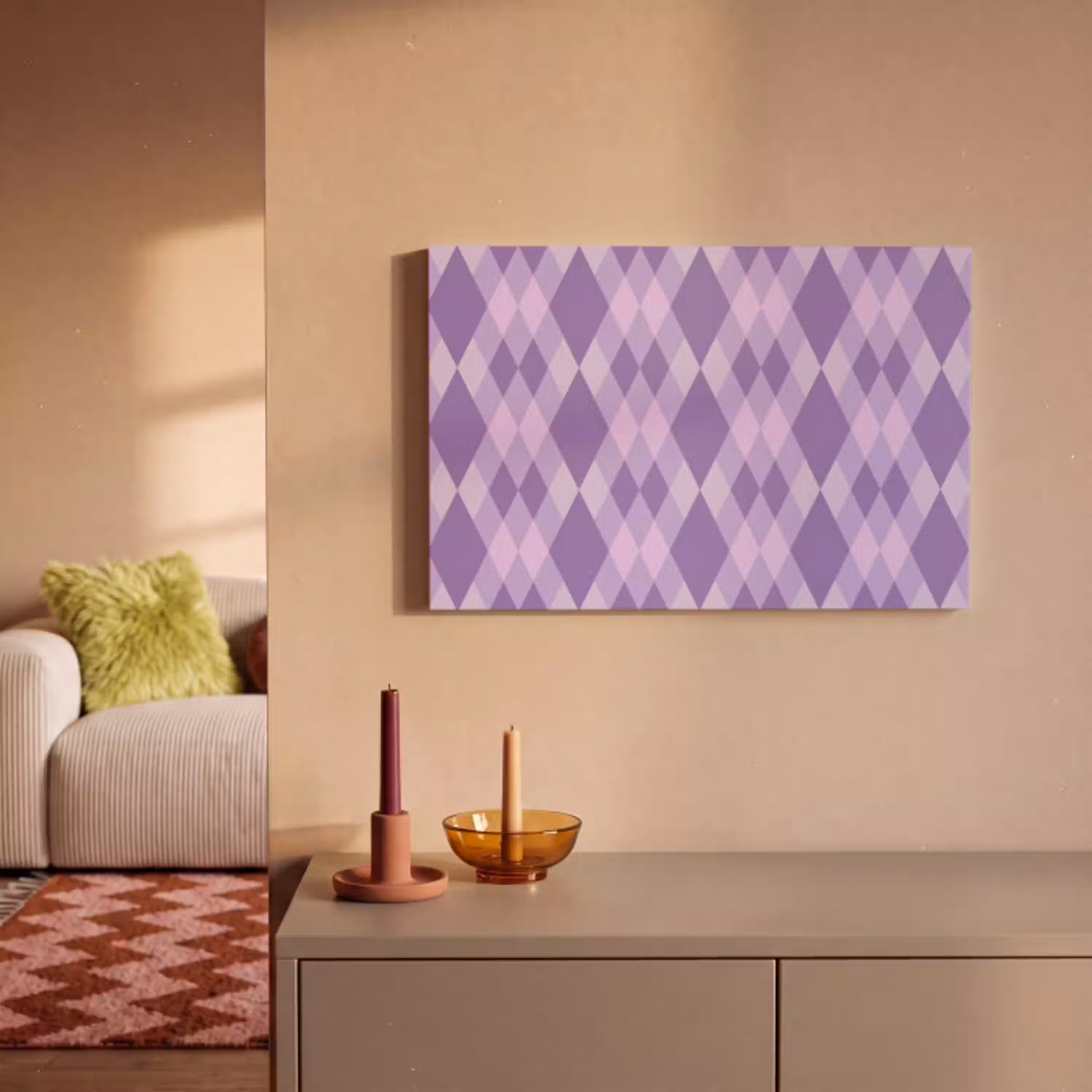 Paars - Geometrisch - Ruiten - Argyle - Patroon canvas 2cm klein 34 -sfeer1