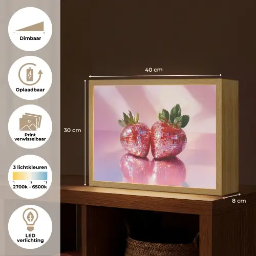 Disco - Fruit - Glitter - Strawberry Light Box met batterij (Wandlamp) middel -USP_websiteoverzichtNL