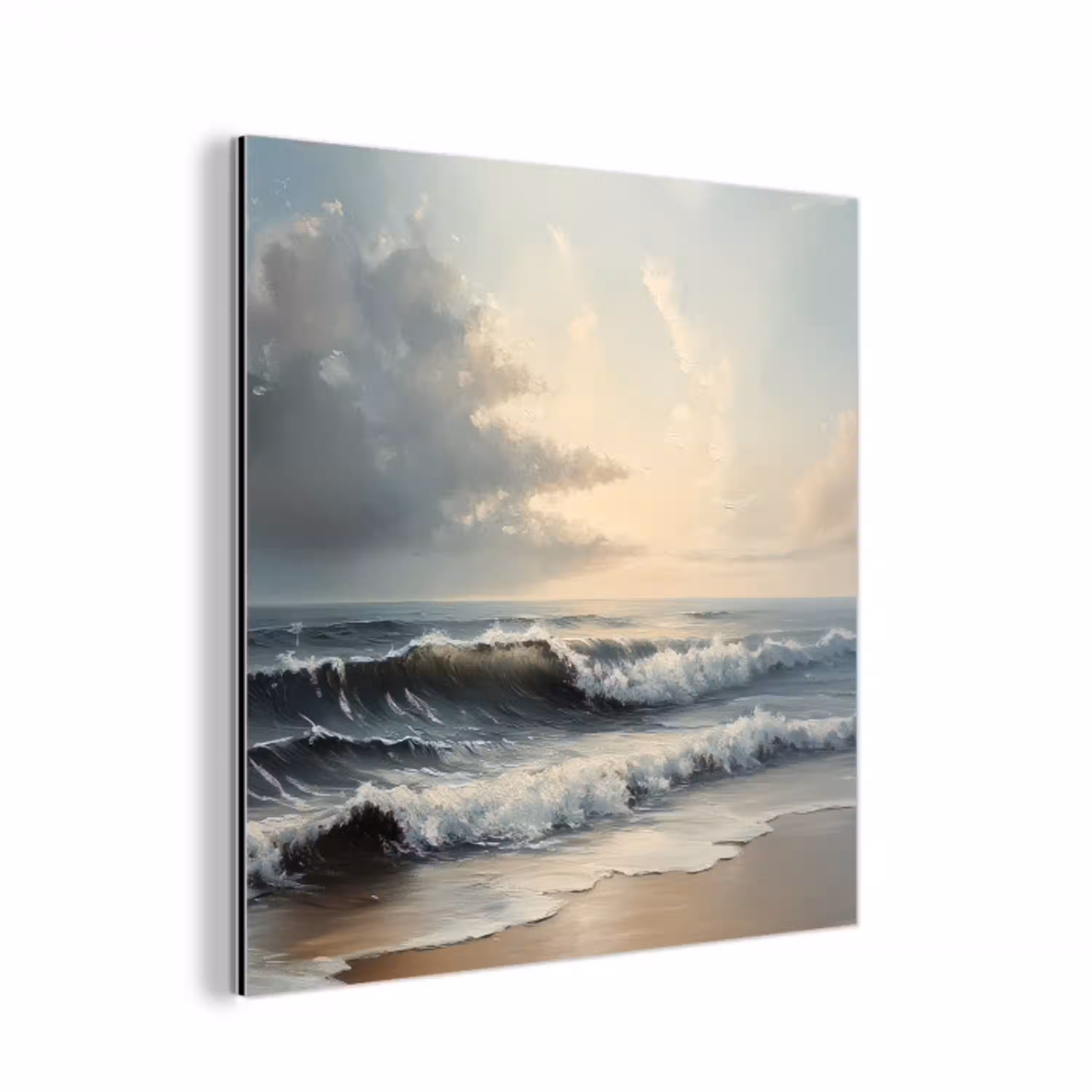 Strand - Zee - Zonsondergang aluminium wit klein -3d