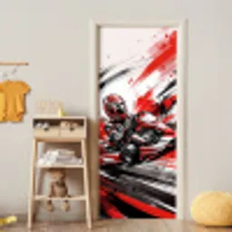 Kart - Coureur - Snelheid - Rood deurposter klein -sfeer4