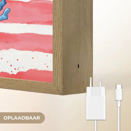 Koraal - Verfstructuur - Rood - Blauw Light Box met batterij (Wandlamp) middel -USP_websiteoplaadbaarNL