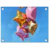 Ballonnen - Goud - Stervorm - Roze tuinposter los doek klein -3d