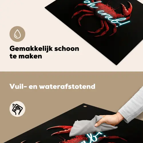 Krab - Rood - Neon - Quote Inductie beschemer met haakjes klein -ky-schoon-nl