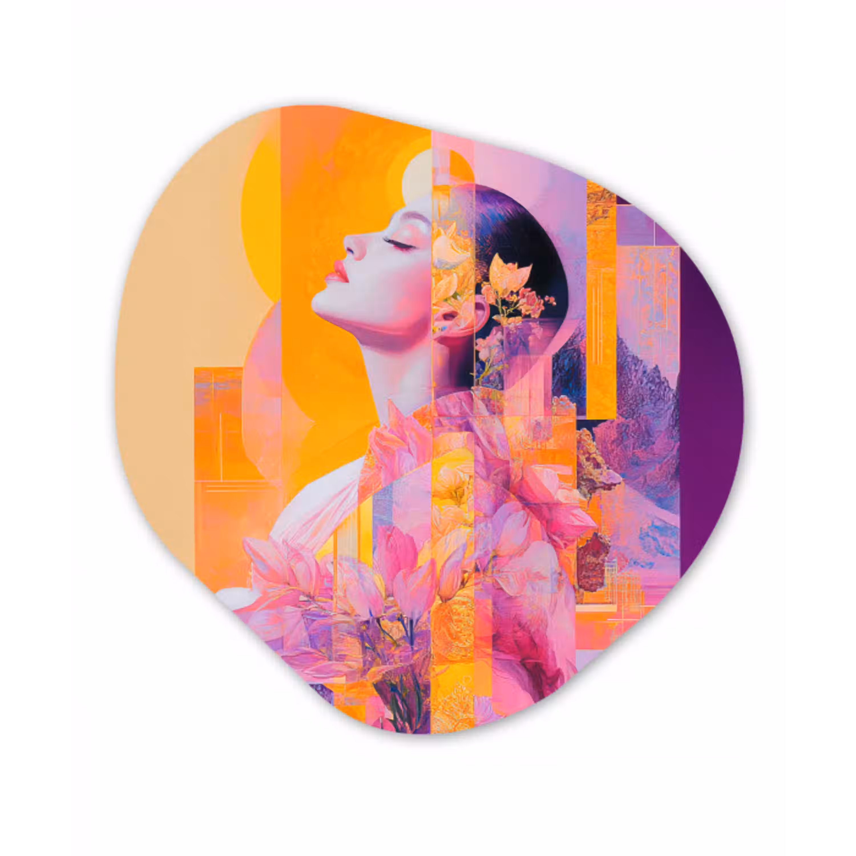 Abstract - Portret - Vrouw - Kleurrijk Wandcirkel Organisch Forex 3mm klein -3d