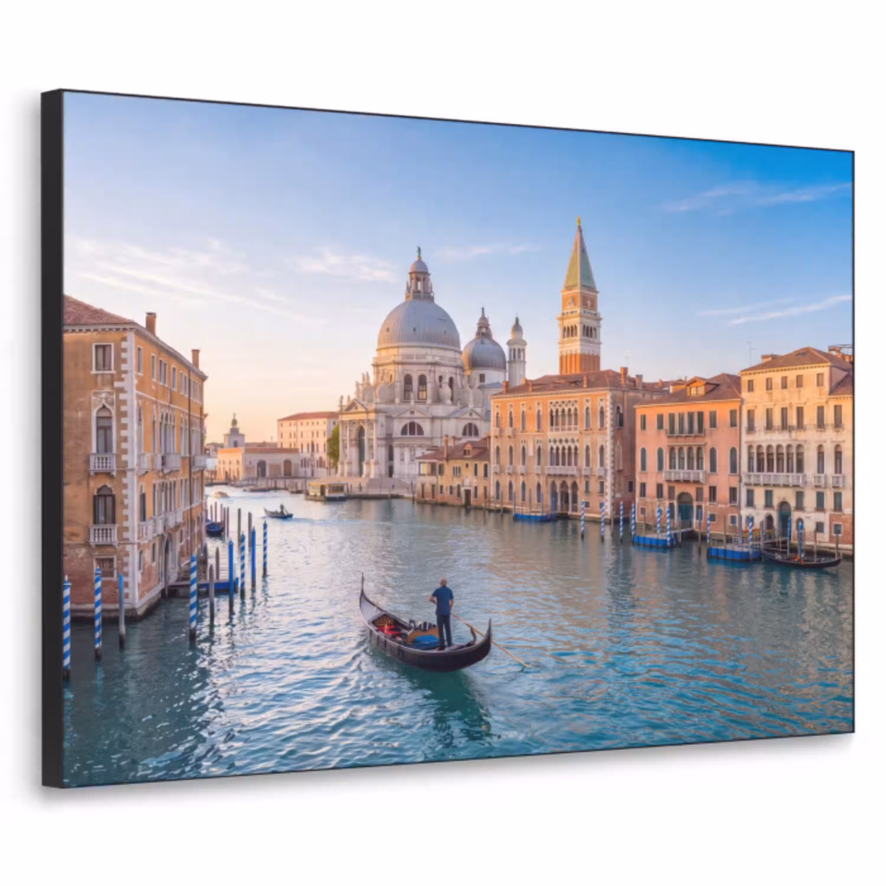 Gondel - Venetië - Kanaal - Stadsgezicht - Avondlicht Textielframe zwart klein -3d