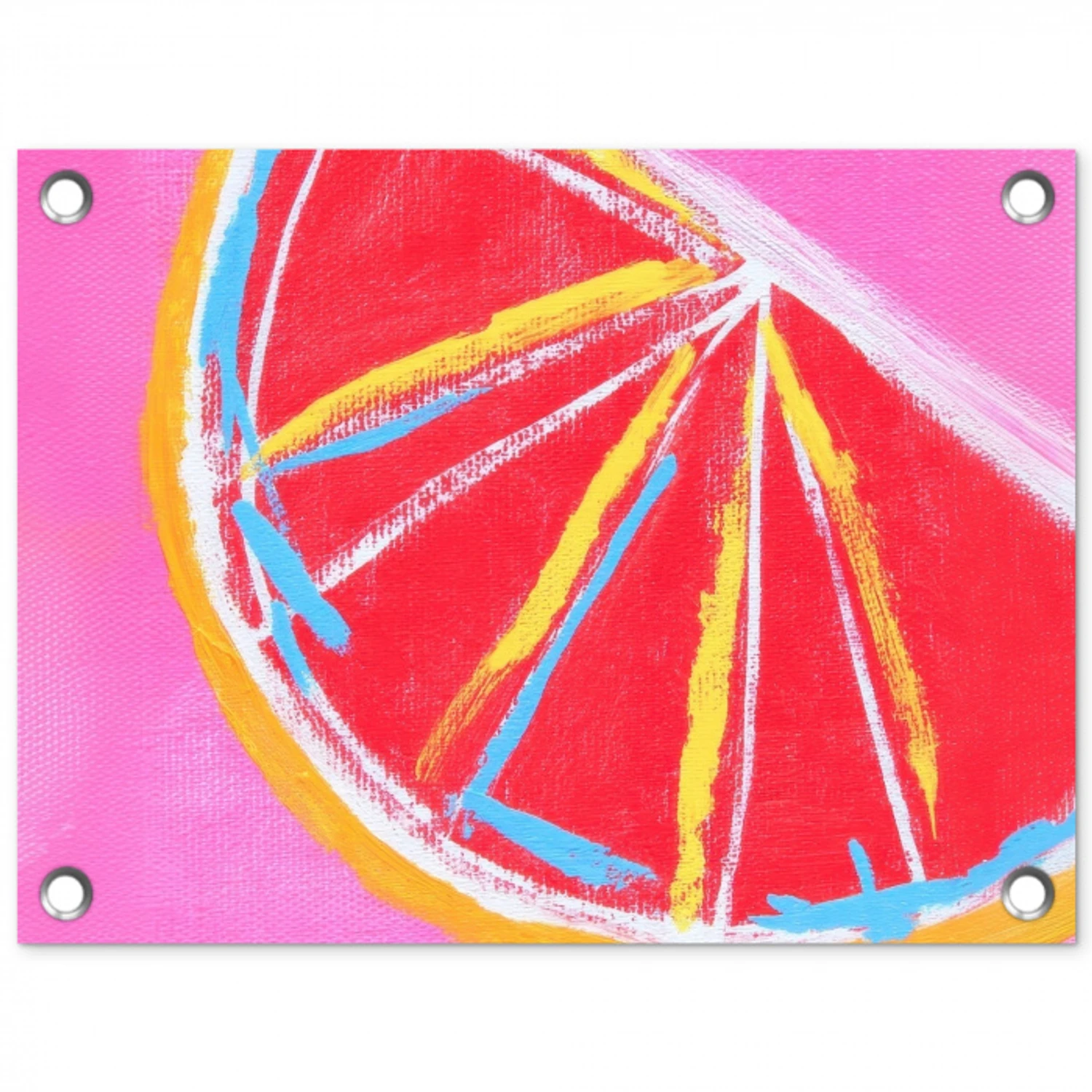 Grapefruit - Geschilderd - Roze - Strepen tuinposter los doek klein -3d