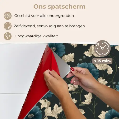 Botanisch - Bloemen - Blauw keuken achterwand spatscherm klein 900 -spatscherm_NL