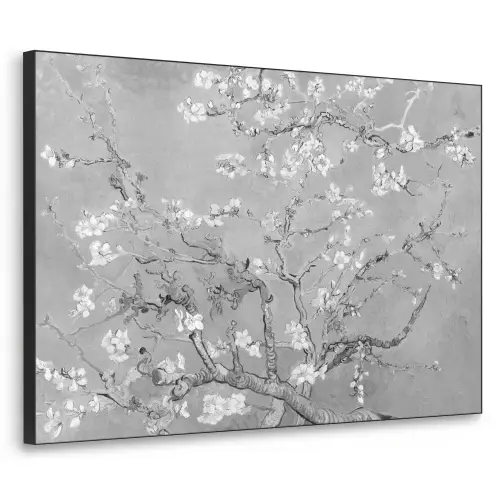 Amandelbloesem - Kunst - Van Gogh - Grijs Textielframe - compleet frame klein -3d