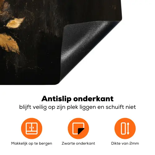 Gouden Bladeren op Donkere Achtergrond Inductie beschermer vinyl 3mm klein -zzzzzzz-td-onderkant