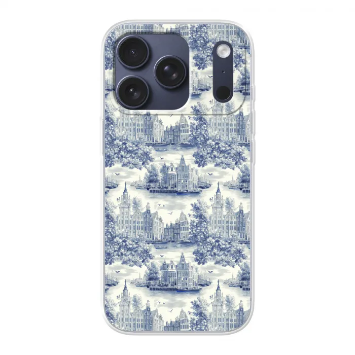 Huizen - Bomen - Water - Vogels - Blauw Telefoonhoesje iPhone 17 Pro klein 878 -3d