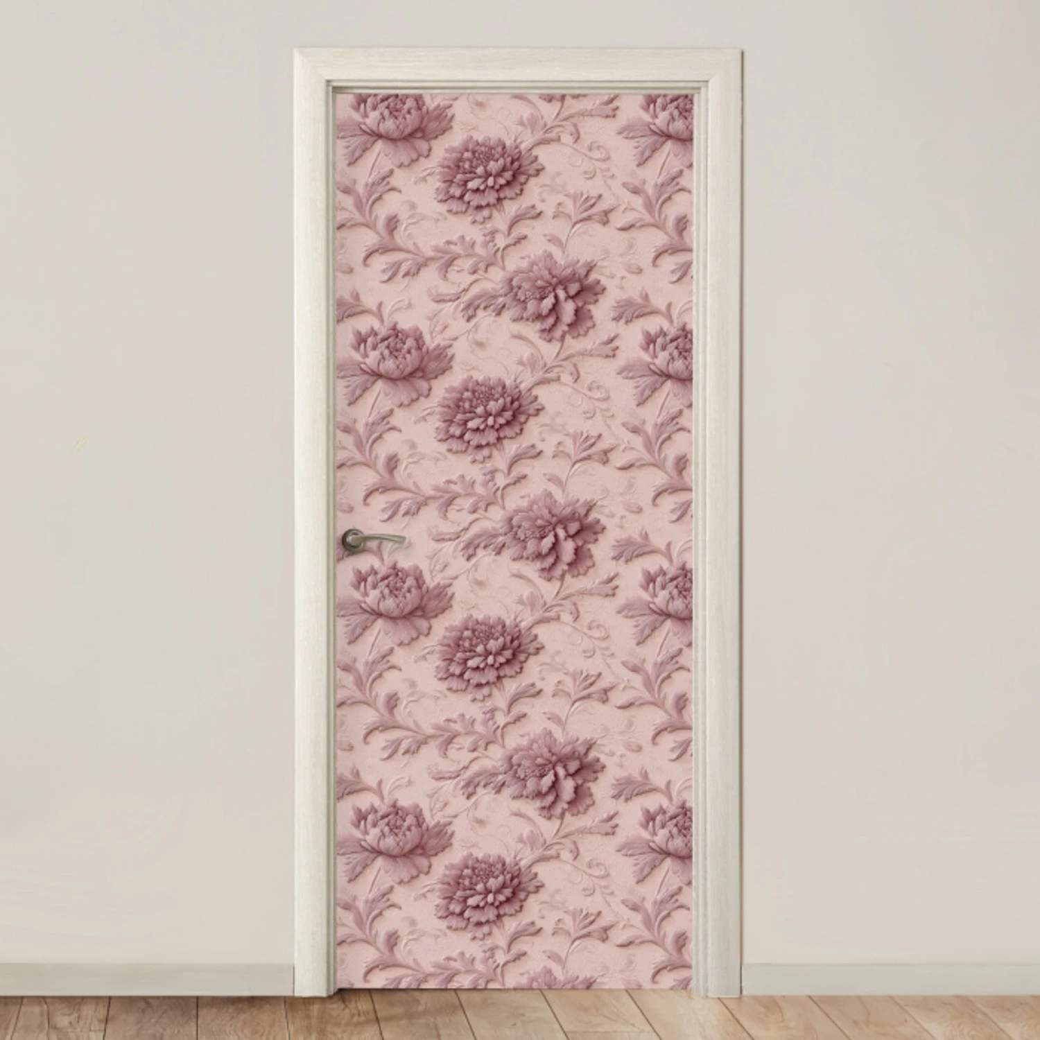 Reliëf - Pioenrozen - Roze deurposter klein 289 -3d_beige
