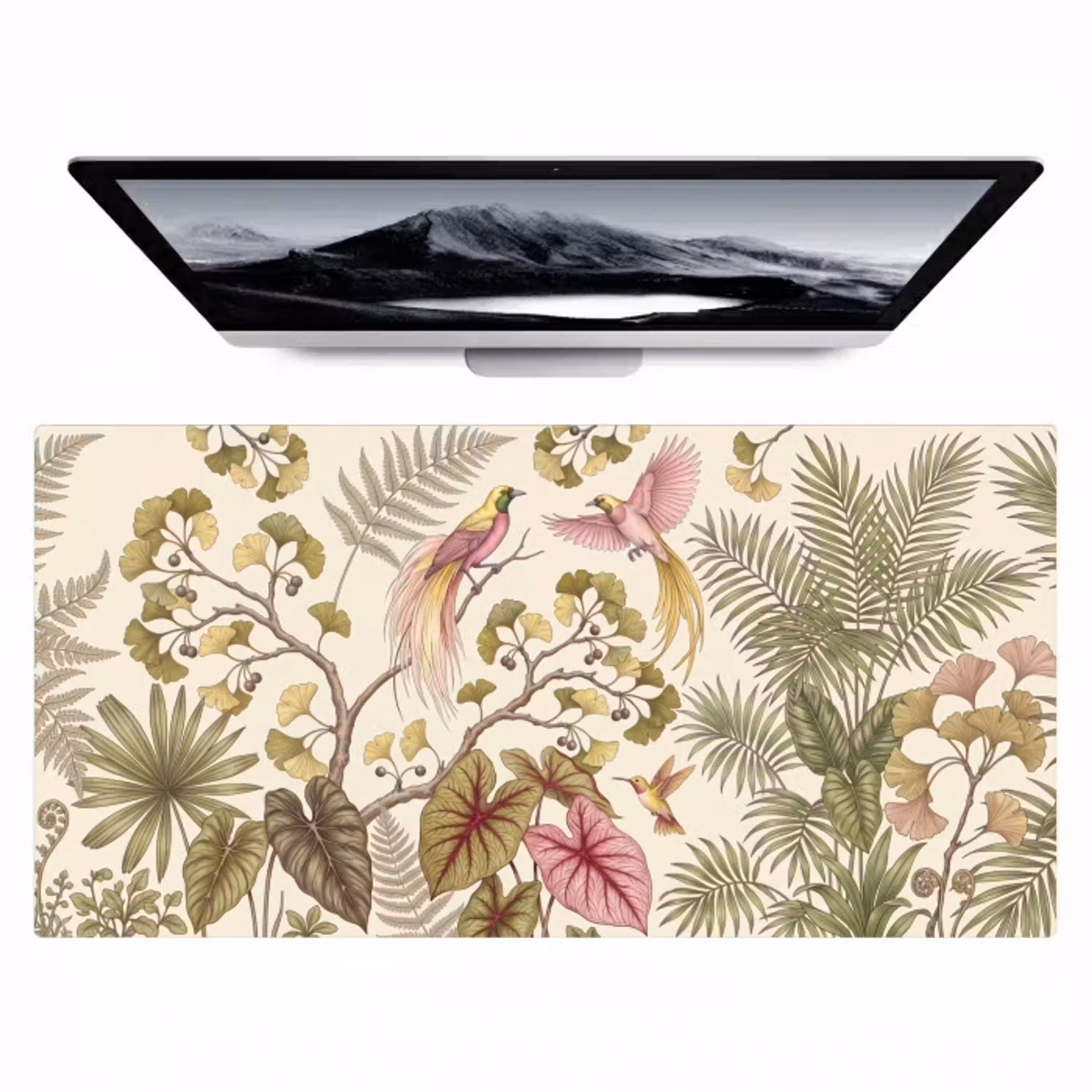 Vogels - Tropisch - Botanisch - Roze Muismat XXL klein -zzz3d