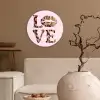 Tekst - Love - Pantervacht - Lichtroze Wandcirkel plexiglas klein -sfeer1