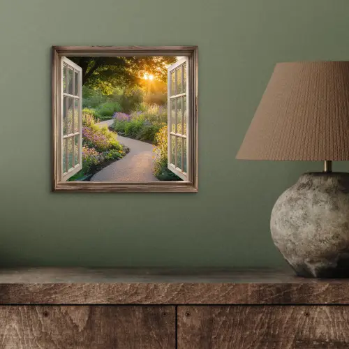 Doorkijk - Bloemen - Natuur - Zon - Pad aluminium wit klein -sfeer2