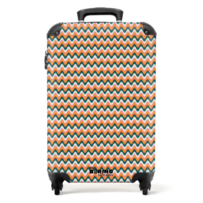 Retro disco wave patroon kleurrijk NBS - Handbagage koffer - Volwassenen Unisex middel -productfoto_recht