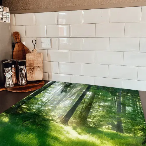 Natuur - Bomen - Bos - Groen - Zon - Gras - Planten Inductie beschermer vinyl 3mm middel -sfeer3