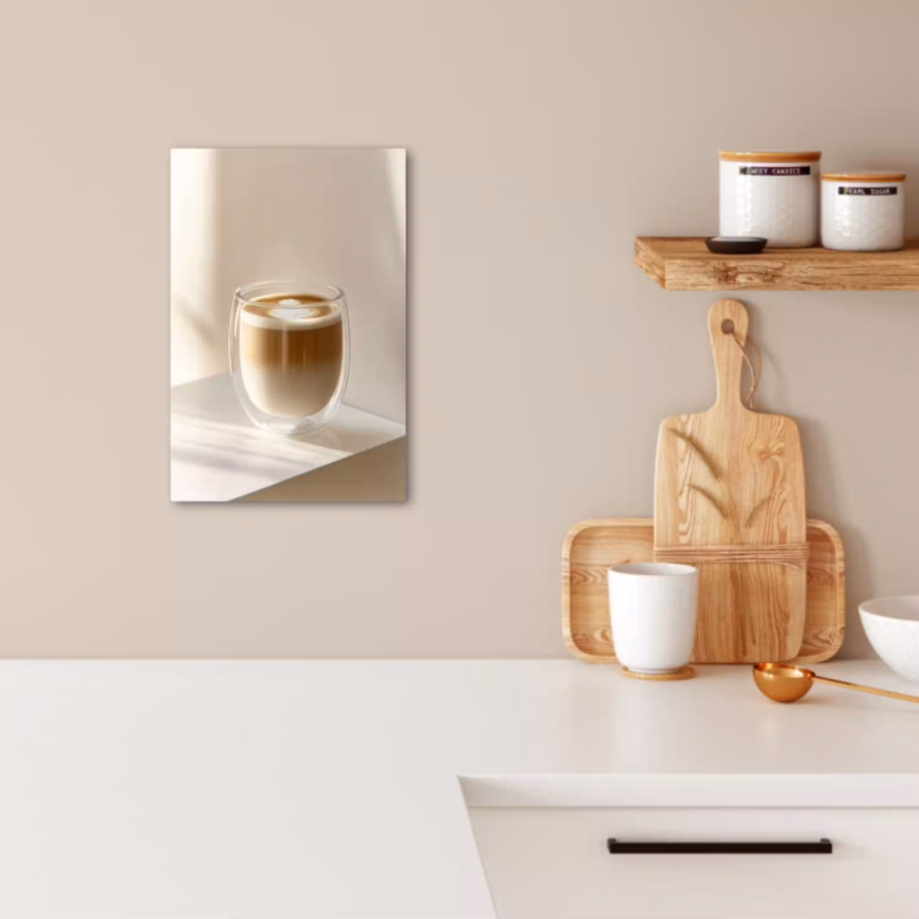 Mok - Latte - Minimalistisch - Schaduw KitchenYeah - Keuken - Canvas klein -sfeer1