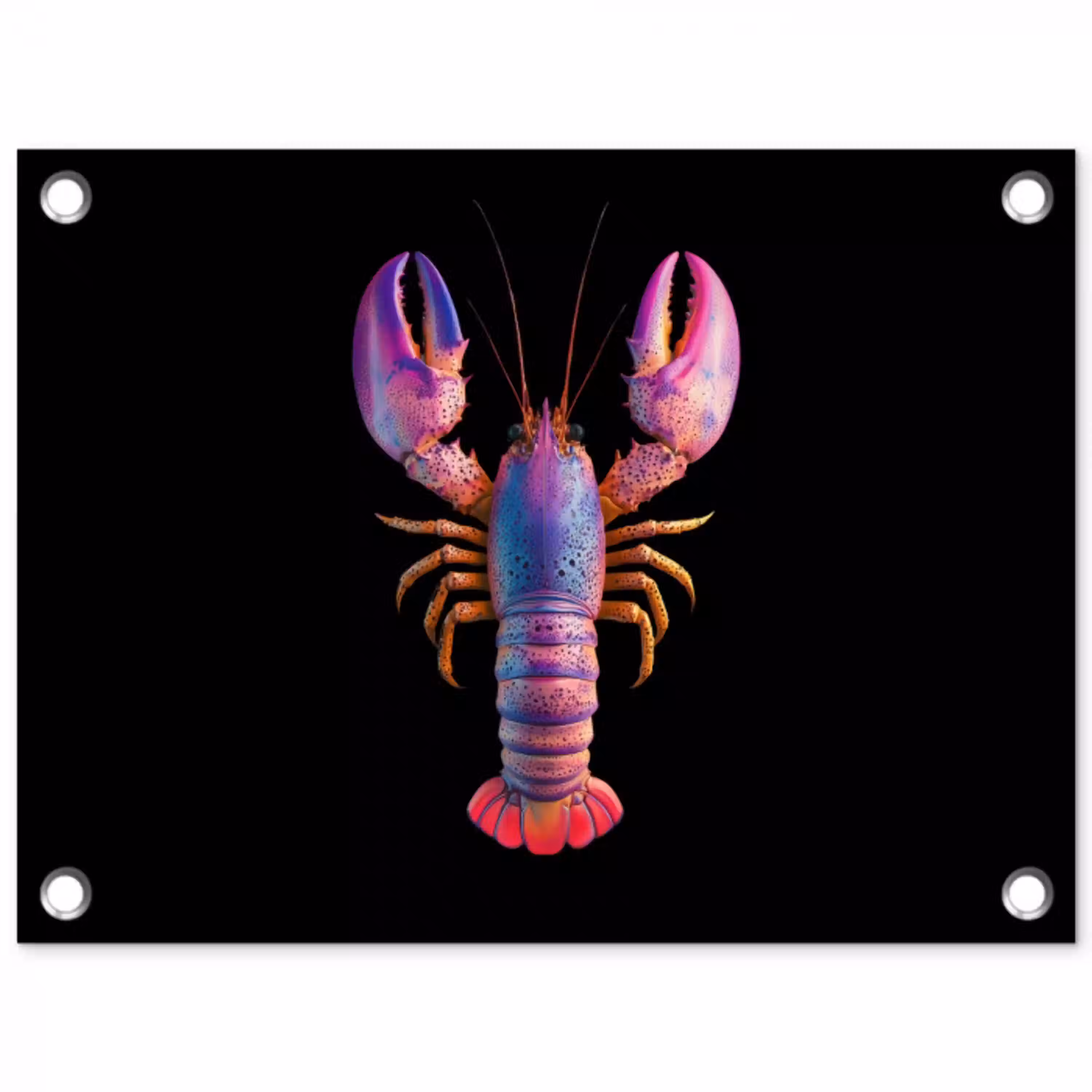 Kreeft - Paars - Roze - Zwart - Stippen - Lila tuinposter los doek klein -3d