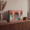 Lantaarn - Deur - Turquoise Light Box met batterij (Wandlamp) middel -sfeer2