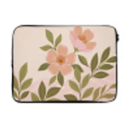 Grafisch - Bloemen - Roze laptophoes neopreen klein -3d